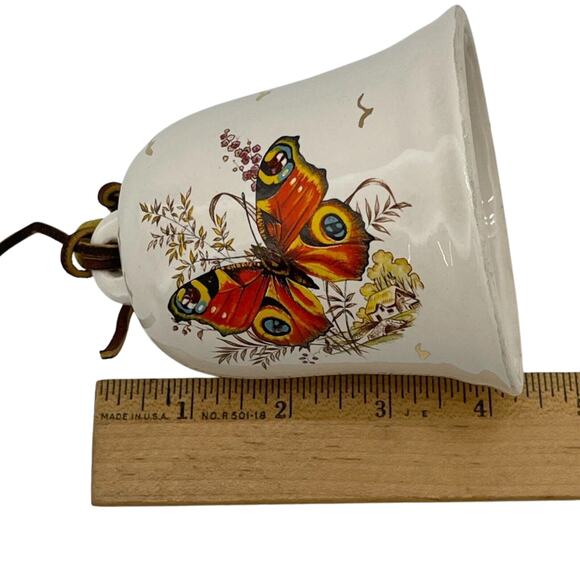 Vintage Porcelain Bell Hand Painted Butterfly Design Home Decor Accent 4.25" - Picture 13 of 13